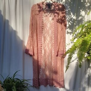 Polly & Esther Blush Lace Kimono/Duster Size Medium. Lovey